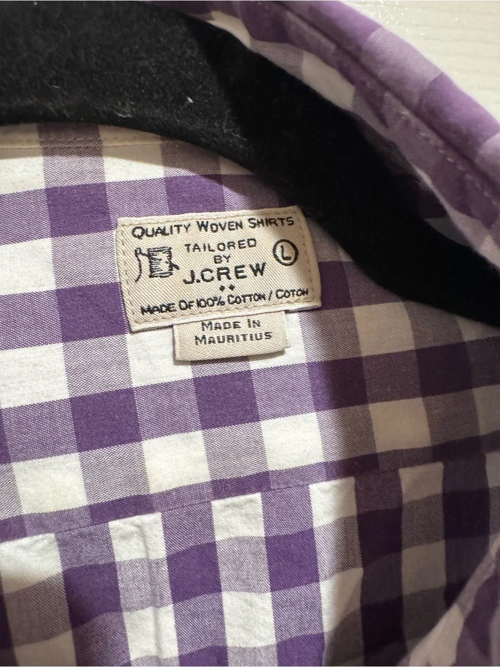 J. Crew Men Purple and White Gingham Button-Down Shirt Size Large